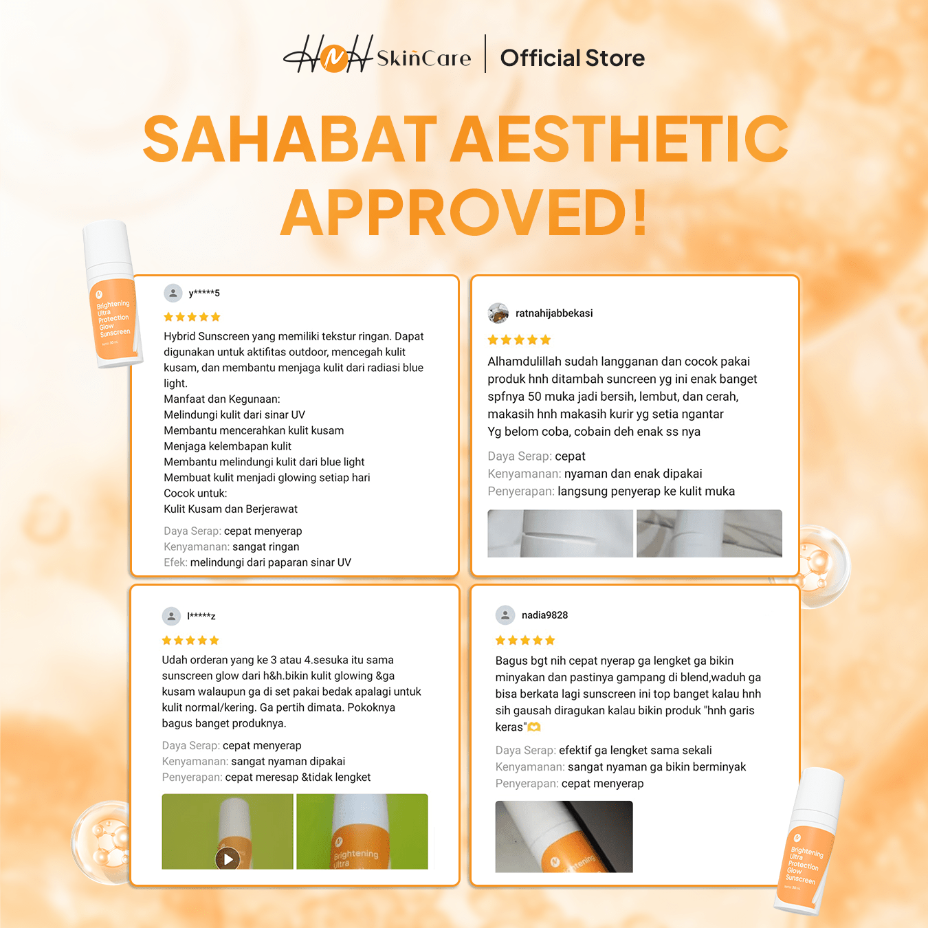 HNH Skincare - Brightening Ultra Protection Glow Sunscreen - Sunscreen Wajah SPF 50 PA++++ - hnhskincare