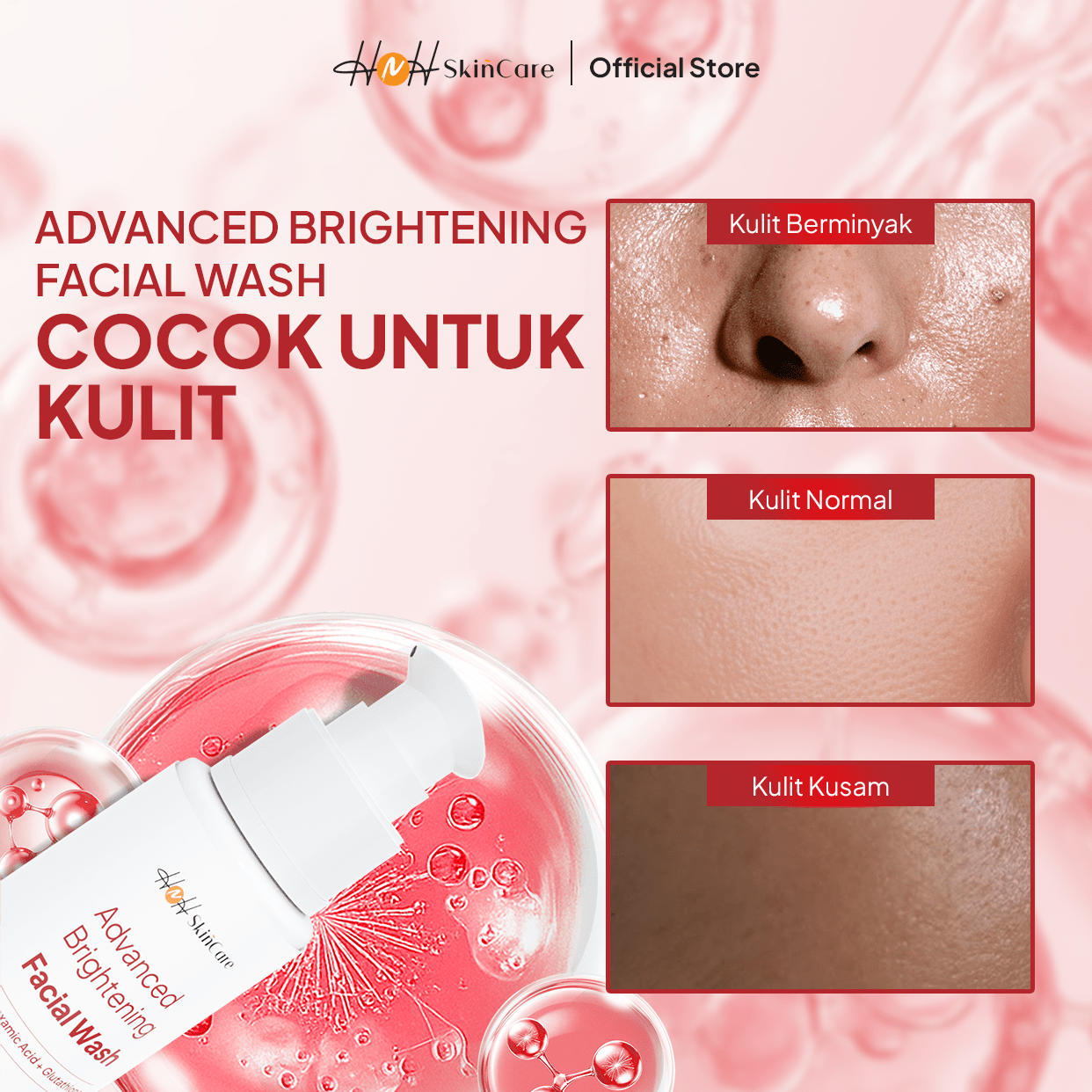 HNH Skincare - Bundling 2 Advanced Brightening Facial Wash - Sabun Cuci Muka Mencerahkan Wajah untuk Flek Hitam - hnhskincare