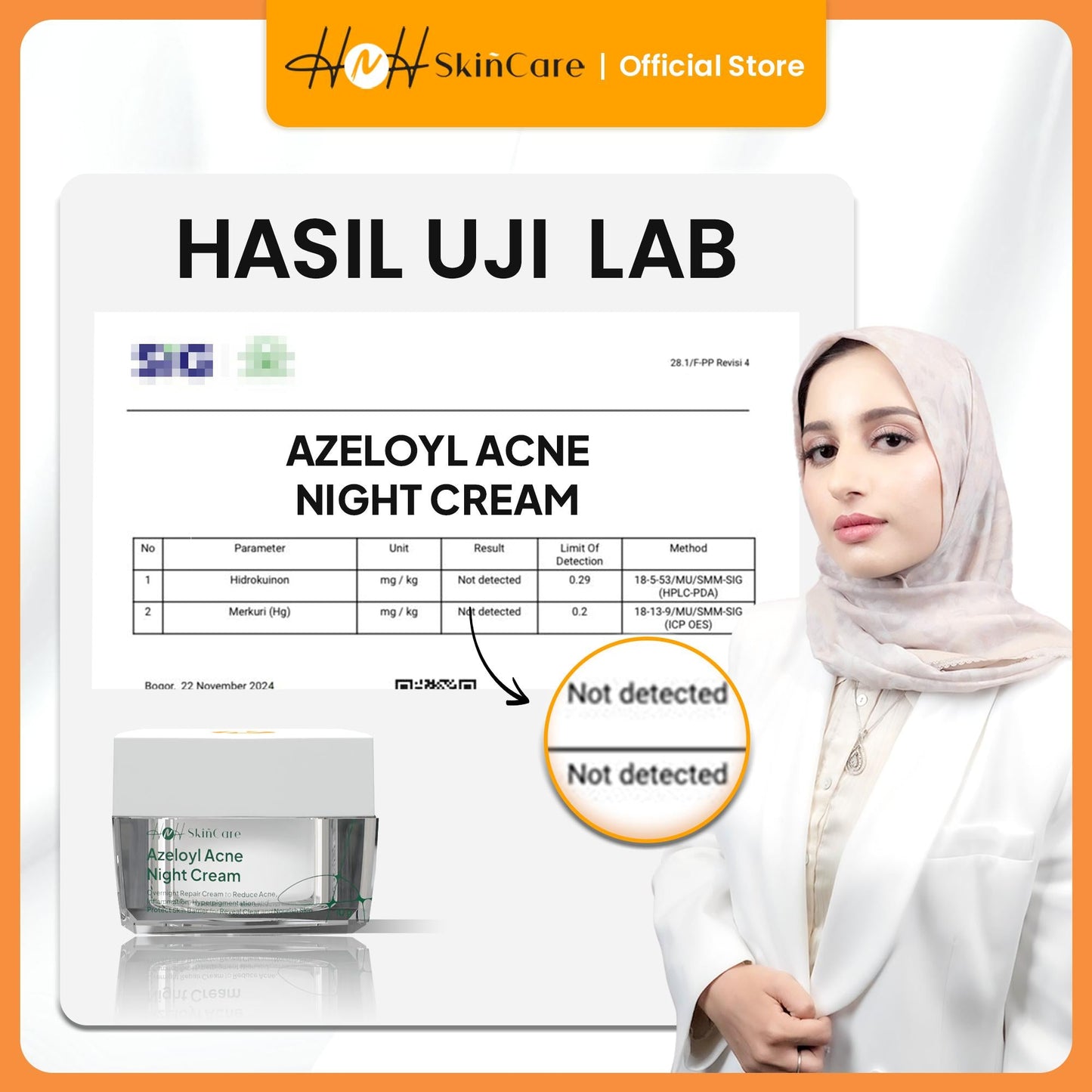 HNH Skincare - Bundling 2 Azeloyl Acne Night Cream - Krim Malam Jerawat dan Bekas Jerawat dengan Tekstur Ringan - hnhskincare