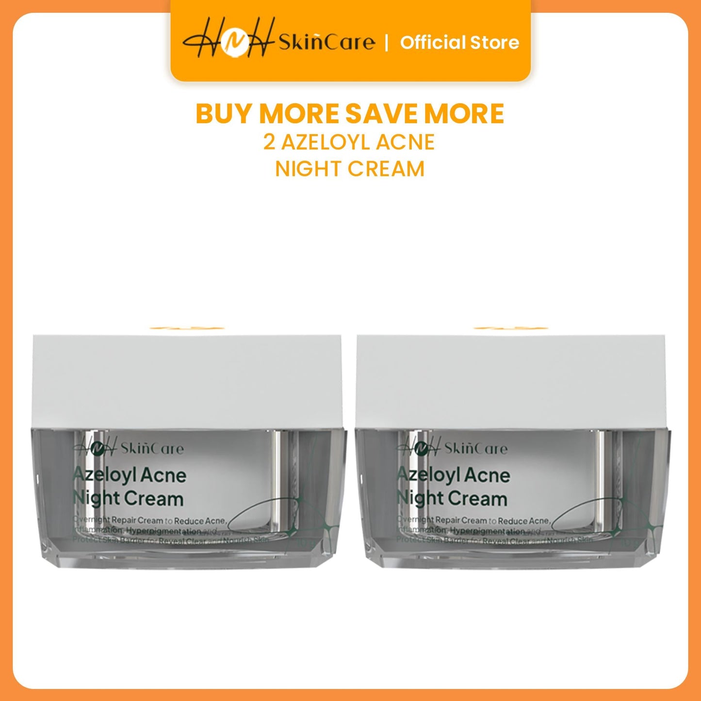 HNH Skincare - Bundling 2 Azeloyl Acne Night Cream - Krim Malam Jerawat dan Bekas Jerawat dengan Tekstur Ringan - hnhskincare