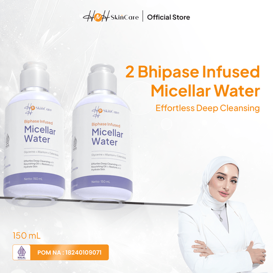 HNH Skincare - Bundling 2 Biphase Infused Micellar Water - Pembersih Wajah Makeup Remover Gentle di Kulit - hnhskincare