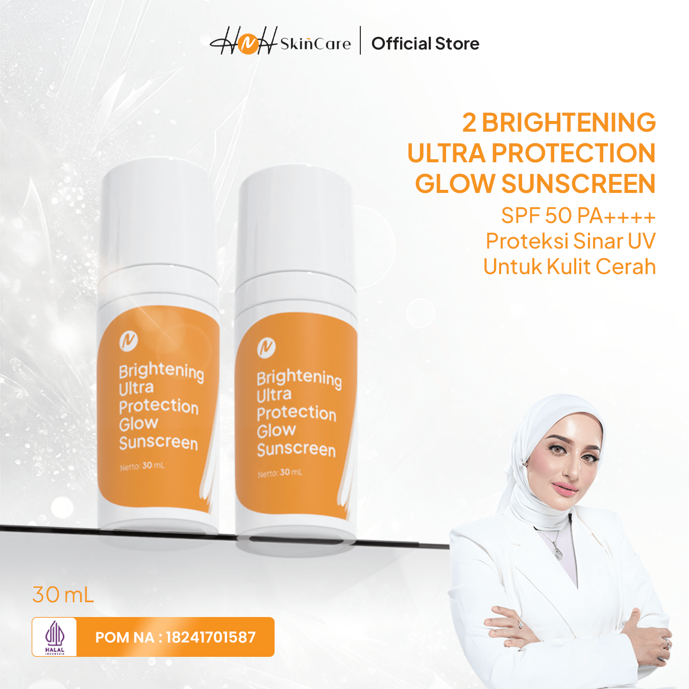 HNH Skincare - Bundling 2 Brightening Ultra Protection Glow Sunscreen - Sunscreen Wajah SPF 50 PA++++ - hnhskincare