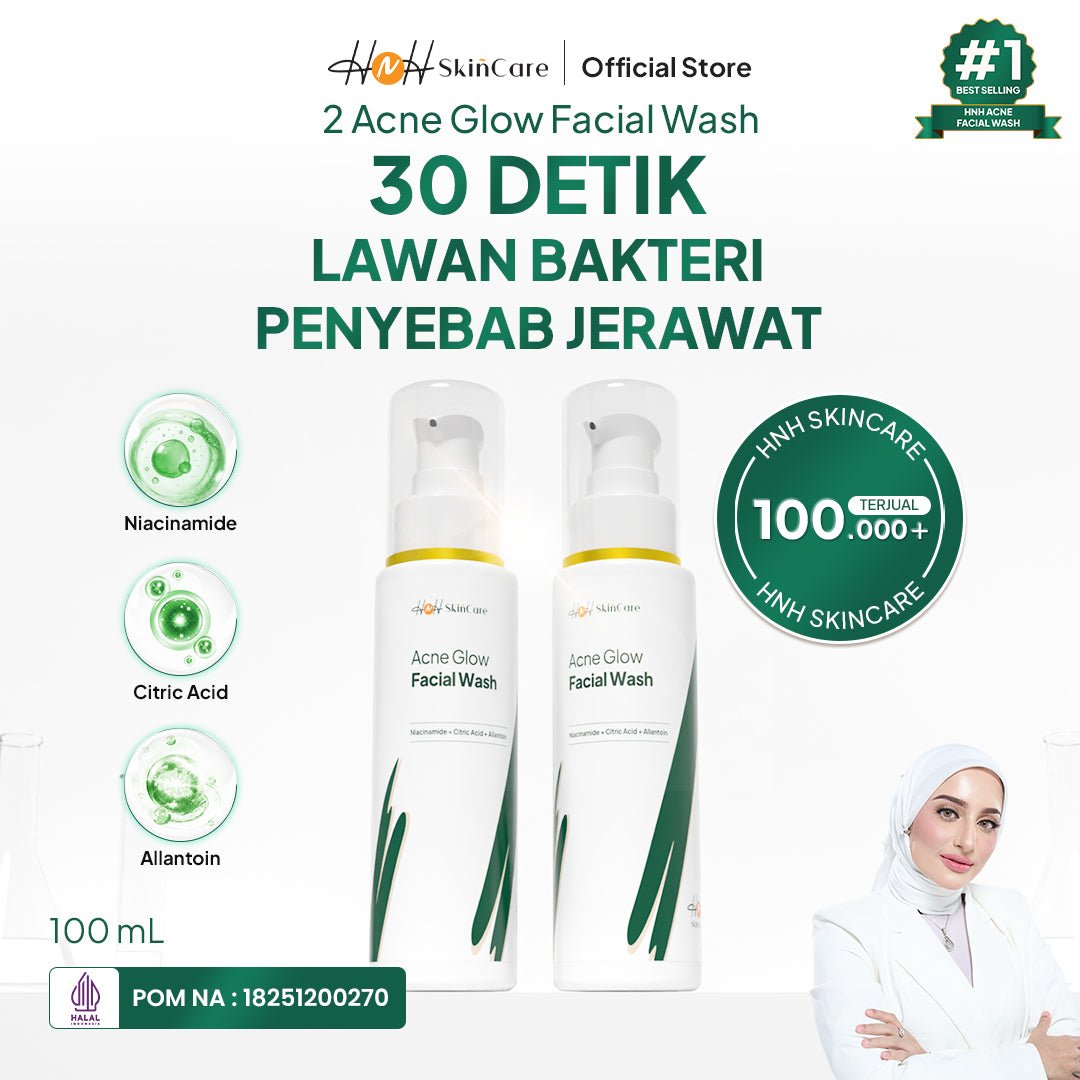 HNH Skincare - Bundling 2 Facial Wash Acne Glow - Sabun Cuci Muka Gentle untuk Kulit Berminyak & Berjerawat - hnhskincare