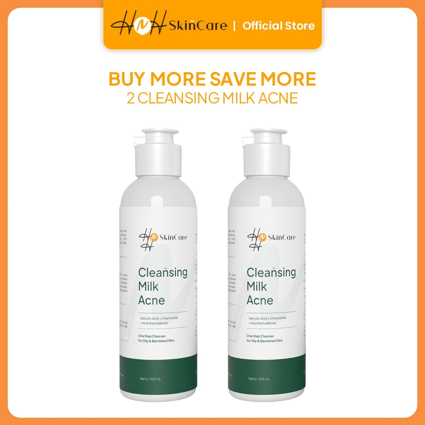 HNH Skincare - Bundling 2 Milk Cleanser Acne ( Susu Pembersih Wajah )/ Cleansing Milk 2x Lebih Cerah, Lebih Bersih dan Melawan jerawat dan Komedo - hnhskincare