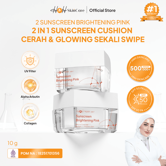 HNH Skincare - Bundling 2 Sunscreen Brightening Pink - Tone Up Sunscreen Wajah SPF 50 PA++++ untuk Kulit Kusam - hnhskincare