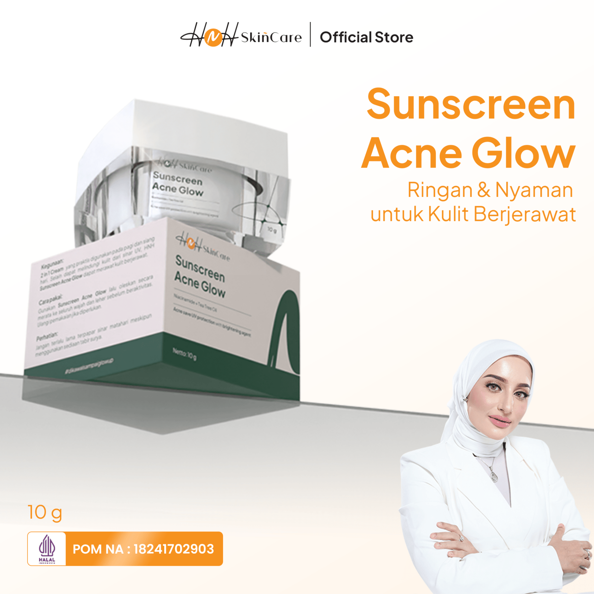 HNH Skincare - Bundling 3 Sunscreen Acne Glow - Sunscreen Wajah SPF 30 PA+++ untuk Kulit Berminyak, Berjerawat - hnhskincare