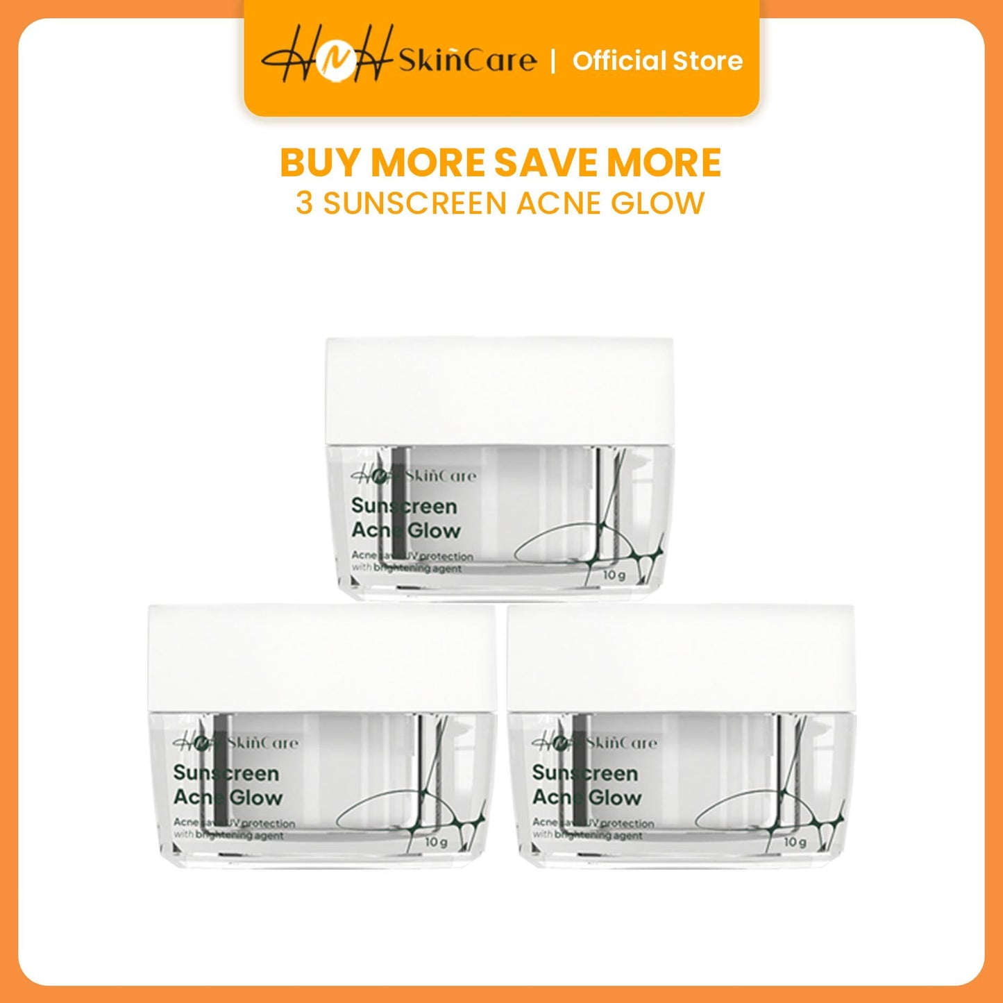 HNH Skincare - Bundling 3 Sunscreen Acne Glow - Sunscreen Wajah SPF 30 PA+++ untuk Kulit Berminyak, Berjerawat - hnhskincare