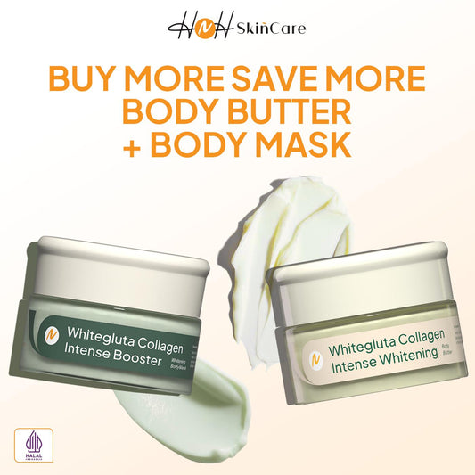 HNH SKincare - Bundling Day And Night Body Care (Whitegluta Collagen Intense Brightening Day Body Butter & Whitegluta Collagen Intense Booster Body Mask) - hnhskincare