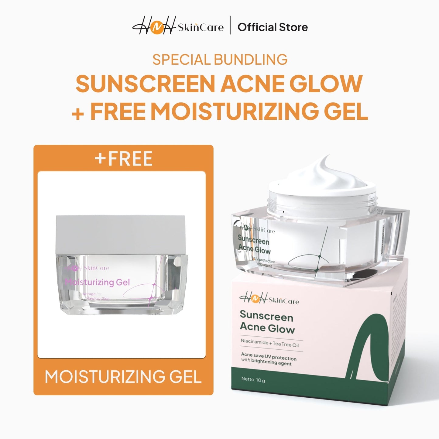 HNH Skincare - Buy 1 Sunscreen Acne Glow SPF 30 PA+++ Get 1 Free Moisturizer Gel - hnhskincare