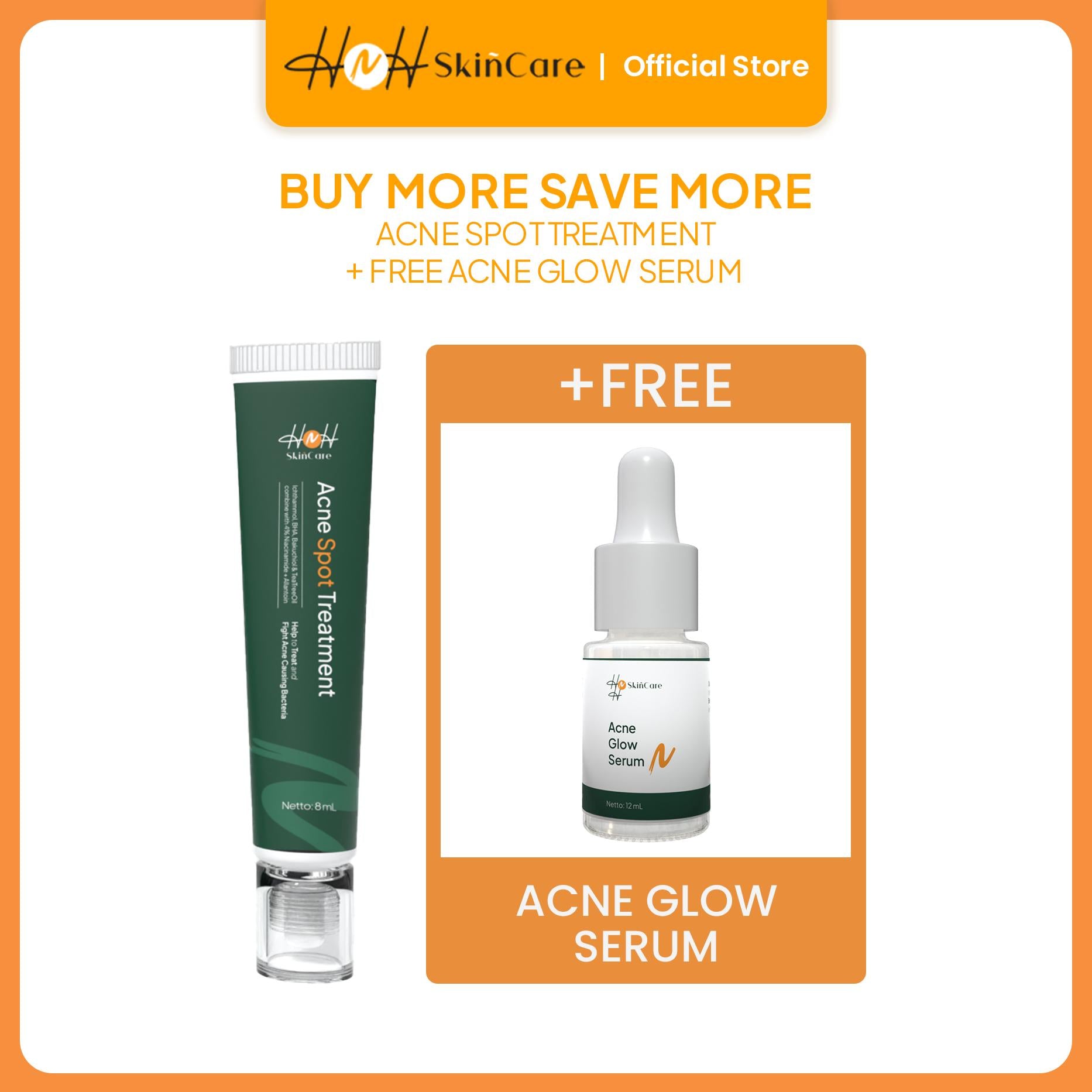 HNH Skincare - Buy More Save More Acne Spot Treatment - Acne Spot Gel Totol Jerawat untuk Jerawat Membandel + Serum Acne Glow - hnhskincare