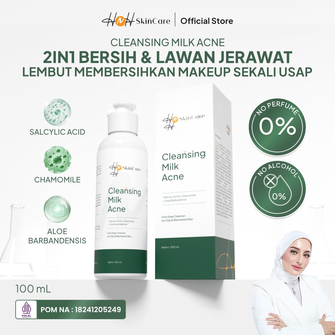 HNH Skincare - Cleansing Milk Acne - Milk Cleanser Pembersih Wajah untuk Kulit Berjerawat - hnhskincare