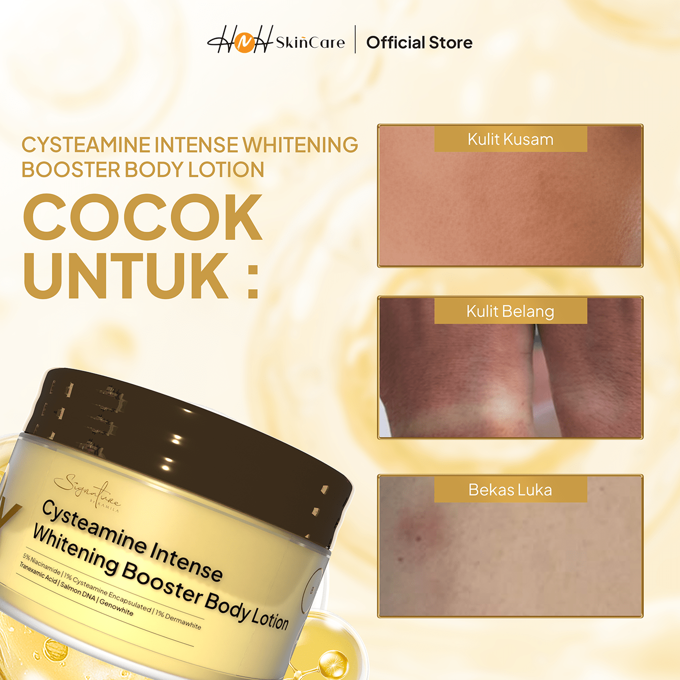 HNH Skincare - Cysteamine Body Lotion | HNH Skincare | Paket HB Dosting Pencerah Kulit | Cysteamine Intense Whitening Booster Body Serum & Lotion - hnhskincare