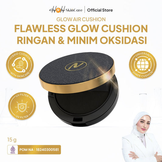 HNH Skincare - Glow Air Cushion - Flawless Glow Finish dengan Medium Coverage untuk Kulit Berjerawat - hnhskincare