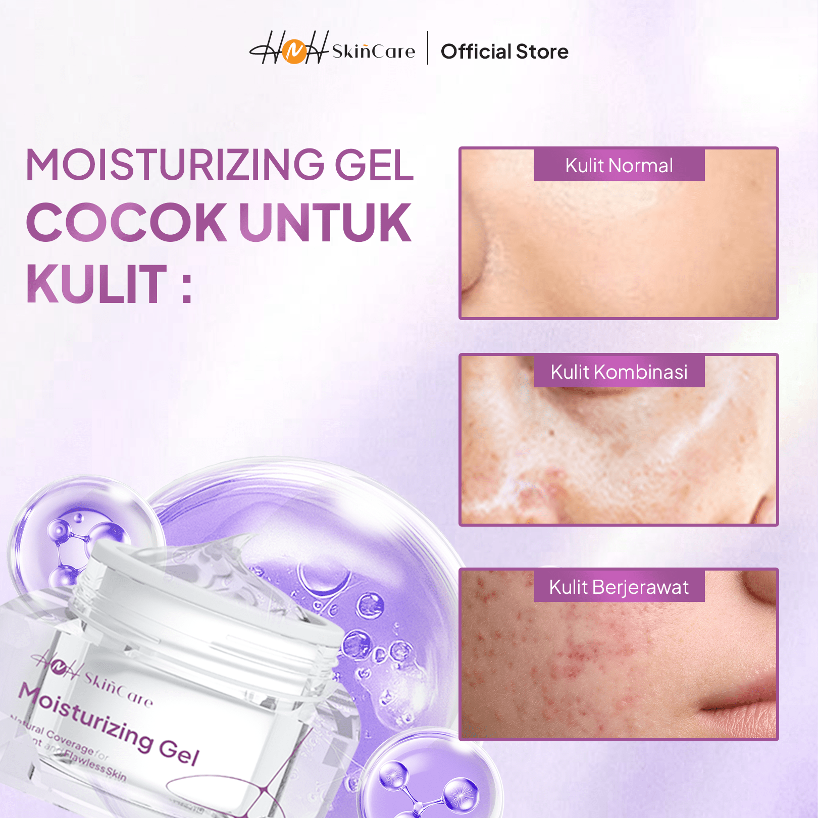 HNH Skincare - Moisturizer Gel - Pelembap Wajah Gel Ringan untuk Semua Jenis Kulit - hnhskincare