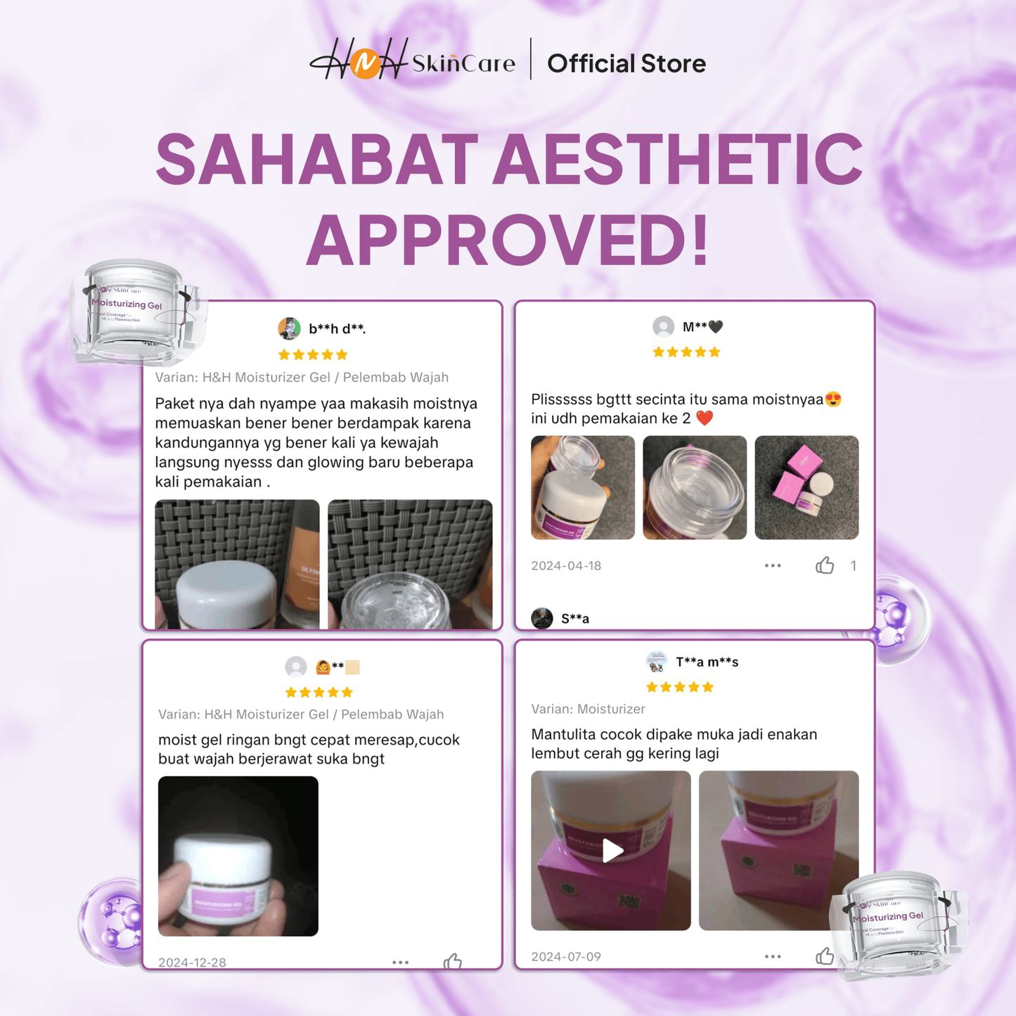 HNH Skincare - Moisturizer Gel - Pelembap Wajah Gel Ringan untuk Semua Jenis Kulit - hnhskincare