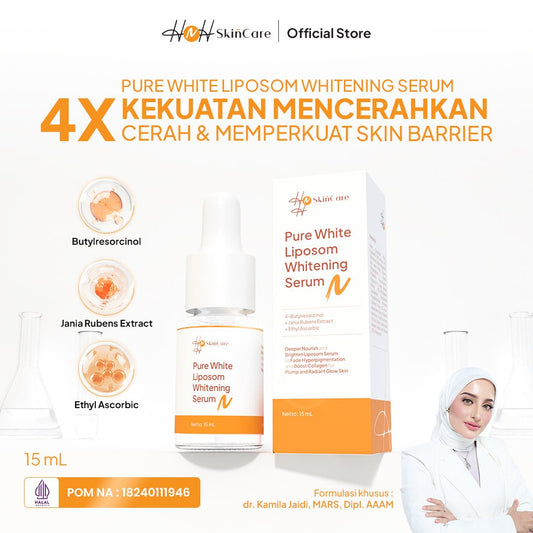 HNH Skincare - Pure White Liposom Whitening Serum - Serum Mencerahkan Wajah untuk Kulit Kusam - hnhskincare