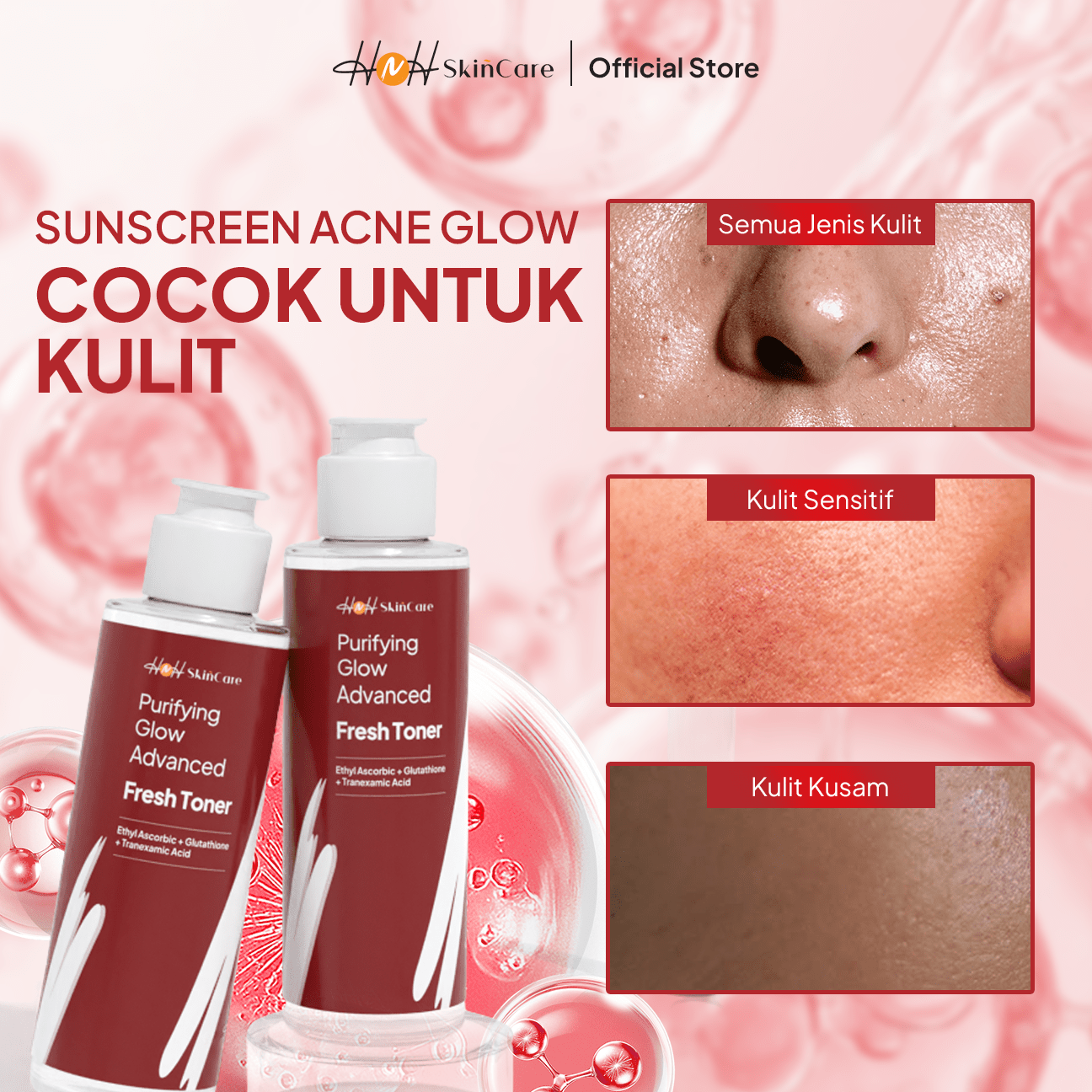 HNH Skincare - Purifying Glow Advanced Fresh Toner - Hydrating Toner untuk Mencerahkan Kulit Kusam - hnhskincare