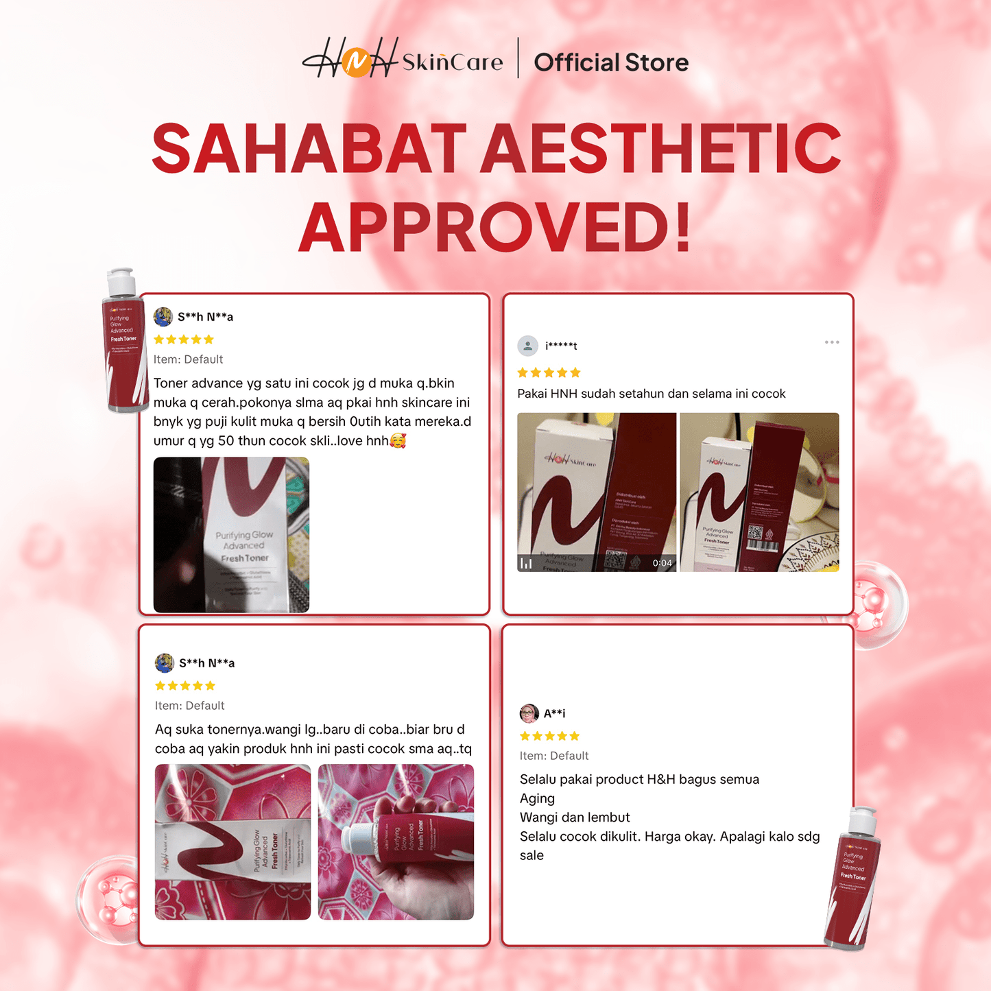 HNH Skincare - Purifying Glow Advanced Fresh Toner - Hydrating Toner untuk Mencerahkan Kulit Kusam - hnhskincare