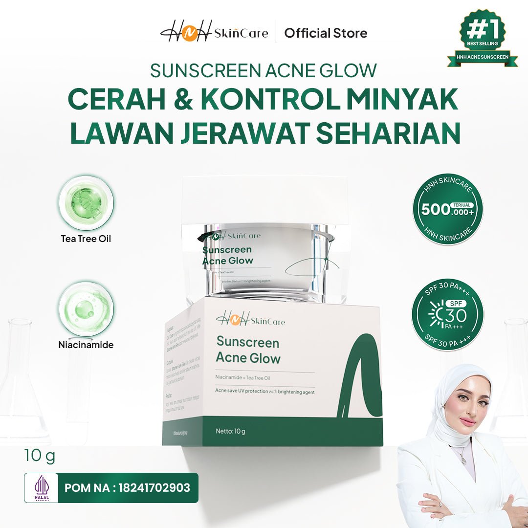 HNH Skincare - Sunscreen Acne Glow - Sunscreen Wajah SPF 30 PA+++ untuk Kulit Berminyak, Berjerawat - hnhskincare