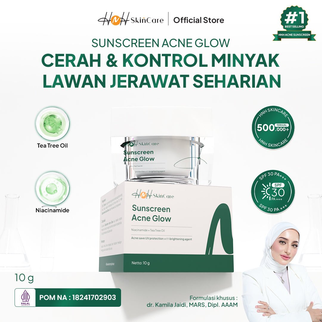 HNH Skincare - Sunscreen Acne Glow - Sunscreen Wajah SPF 30 PA+++ untuk Kulit Berminyak, Berjerawat - hnhskincare