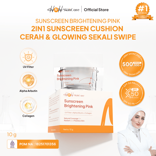 HNH Skincare - Sunscreen Brightening Pink - Tone Up Sunscreen Wajah SPF 50 PA++++ untuk Kulit Kusam - hnhskincare