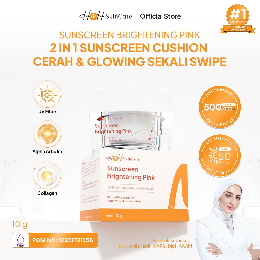 HNH Skincare - Sunscreen Brightening Pink - Tone Up Sunscreen Wajah SPF 50 PA++++ untuk Kulit Kusam - hnhskincare