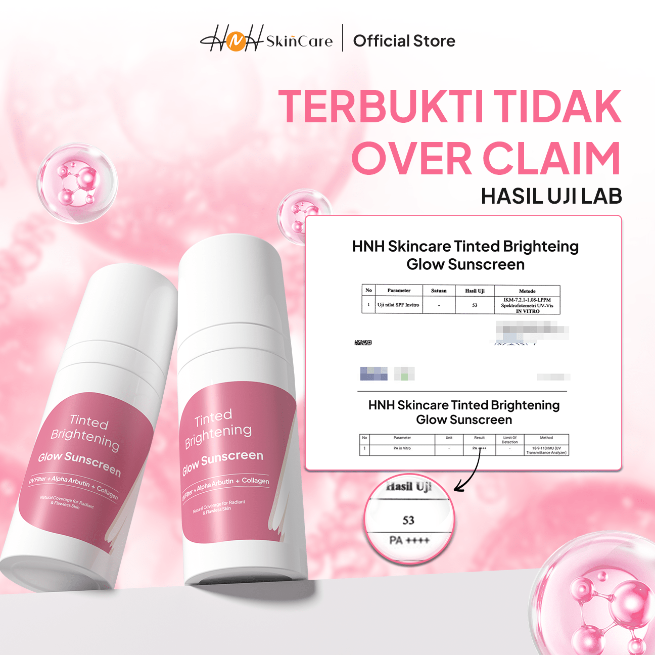 HNH Skincare - Tinted Brightening Glow Sunscreen - Tinted Sunscreen SPF 50 PA++++ Skin Tint - hnhskincare