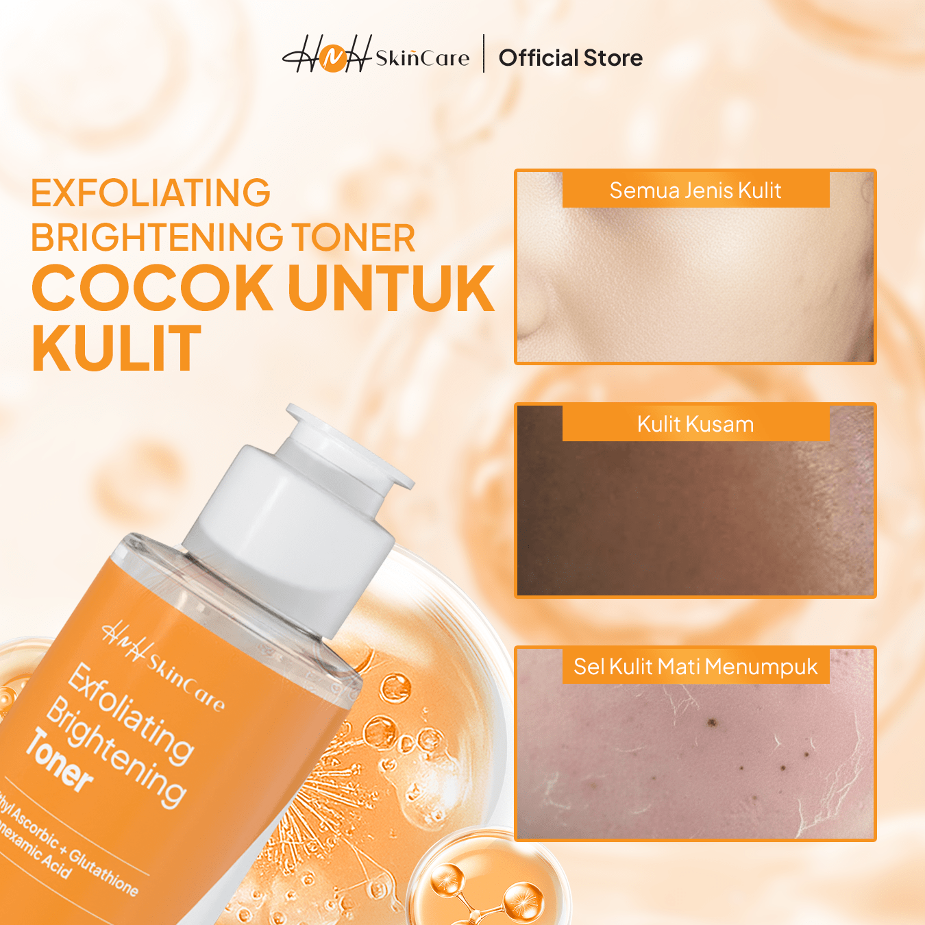 HNH Skincare - Toner Ultimate - Exfoliating Toner Mencerahkan untuk Kulit Normal dan Kulit Berminyak - hnhskincare