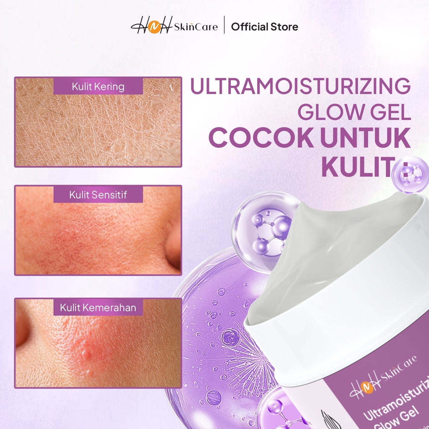HNH Skincare - Ultramoisturizing Glow Gel - Moisturizer Pelembab Wajah untuk Kulit Kering Sensitif - hnhskincare