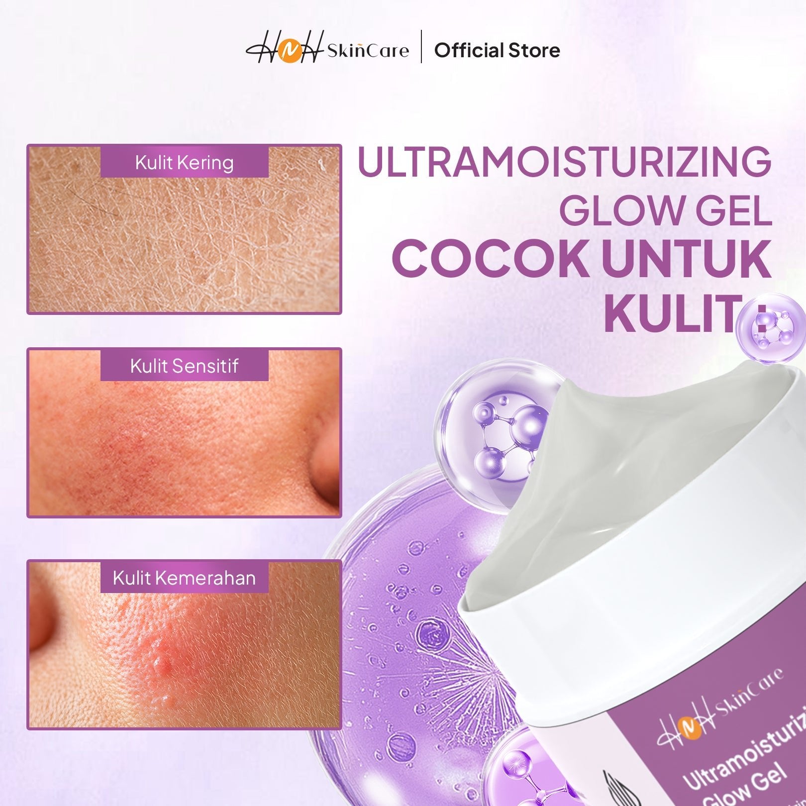 HNH Skincare - Ultramoisturizing Glow Gel - Moisturizer Pelembab Wajah untuk Kulit Kering Sensitif - hnhskincare