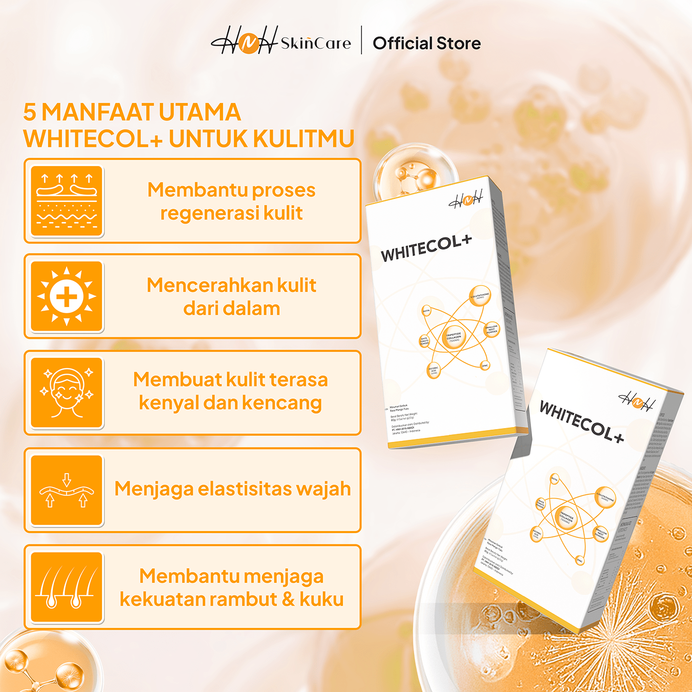 HNH Skincare | Whitecol+ | Collagen Drink with Glutathione | Minuman Collagen Mencerahkan Kulit - hnhskincare
