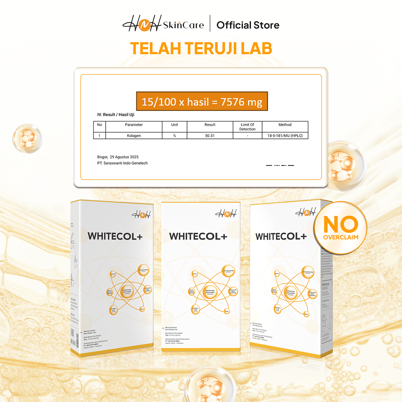 HNH Skincare | Whitecol+ | Collagen Drink with Glutathione | Minuman Collagen Mencerahkan Kulit - hnhskincare