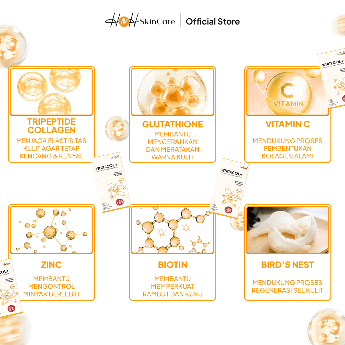 HNH Skincare | Whitecol+ | Collagen Drink with Glutathione | Minuman Collagen Mencerahkan Kulit - hnhskincare