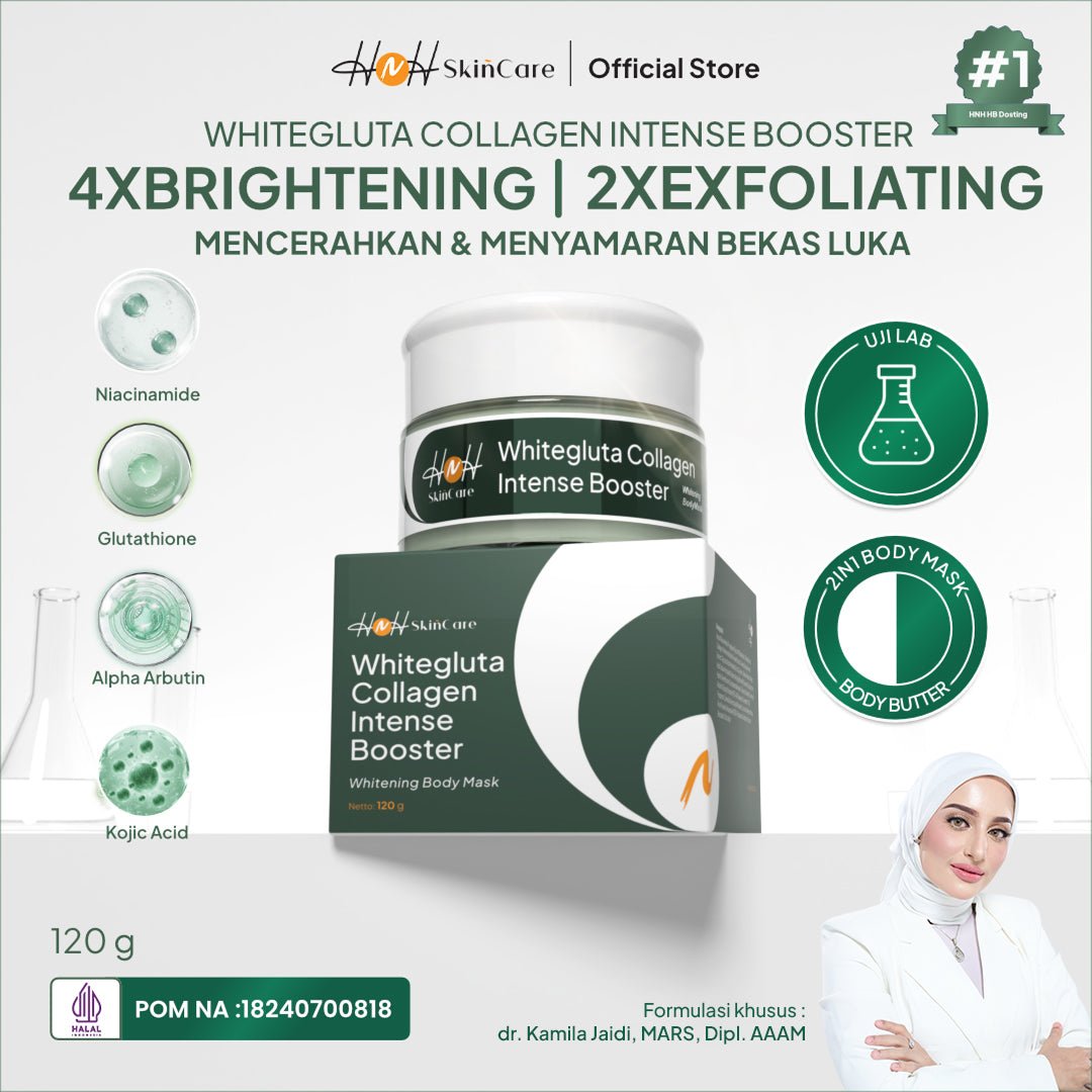 HNH Skincare - Whitegluta Collagen Intense Booster Whitening Body Mask - Masker Badan Body Bleaching Pencerah - hnhskincare