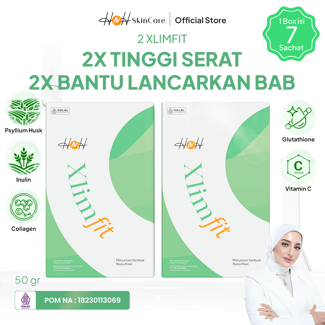 HNH Xlimfit - Bundling 2 Minuman Fiber Rasa Kiwi - Fiber Drink untuk Pendamping Diet dan Pencernaan - hnhskincare