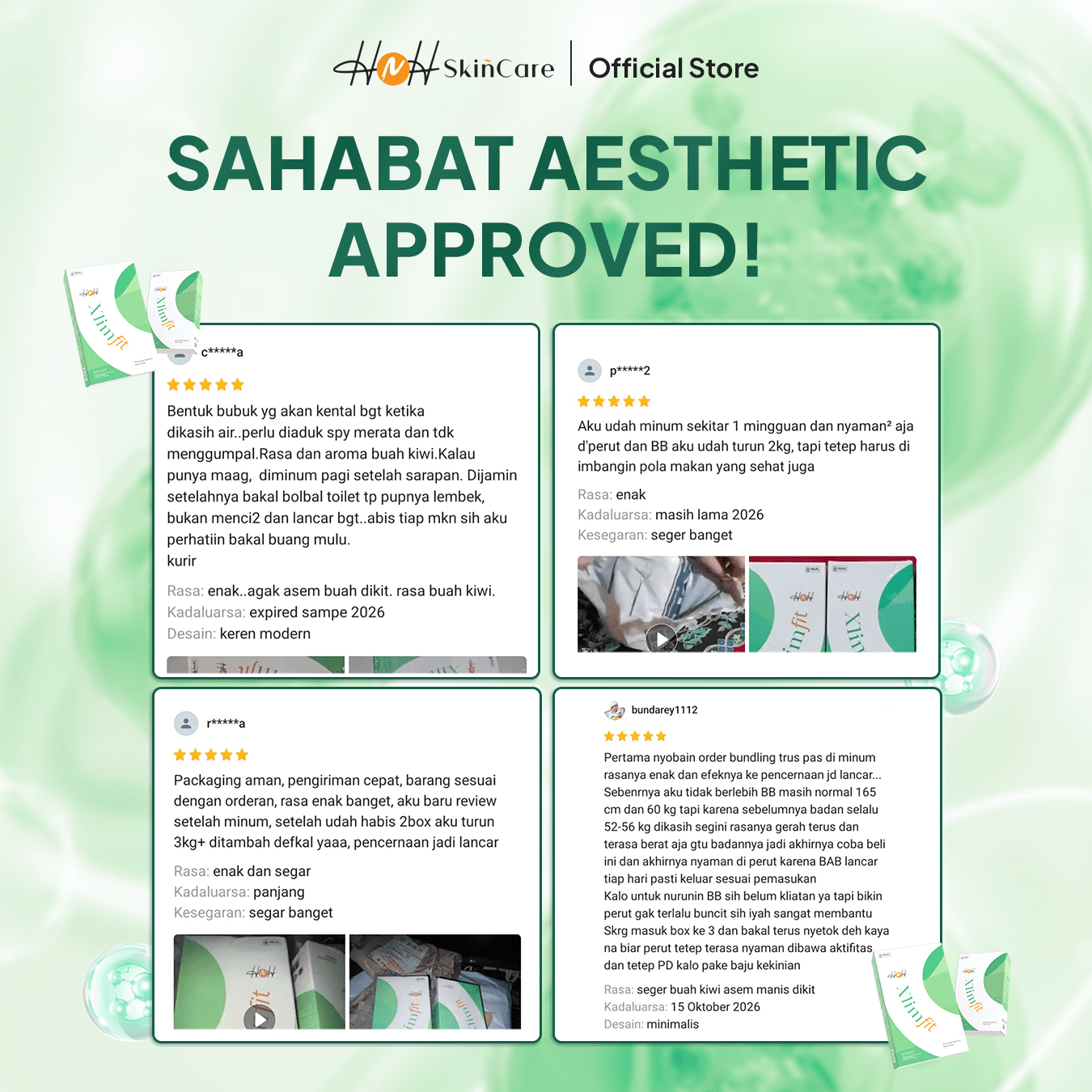 HNH Xlimfit - Bundling 3 Minuman Fiber Rasa Kiwi - Fiber Drink untuk Pendamping Diet dan Pencernaan - hnhskincare