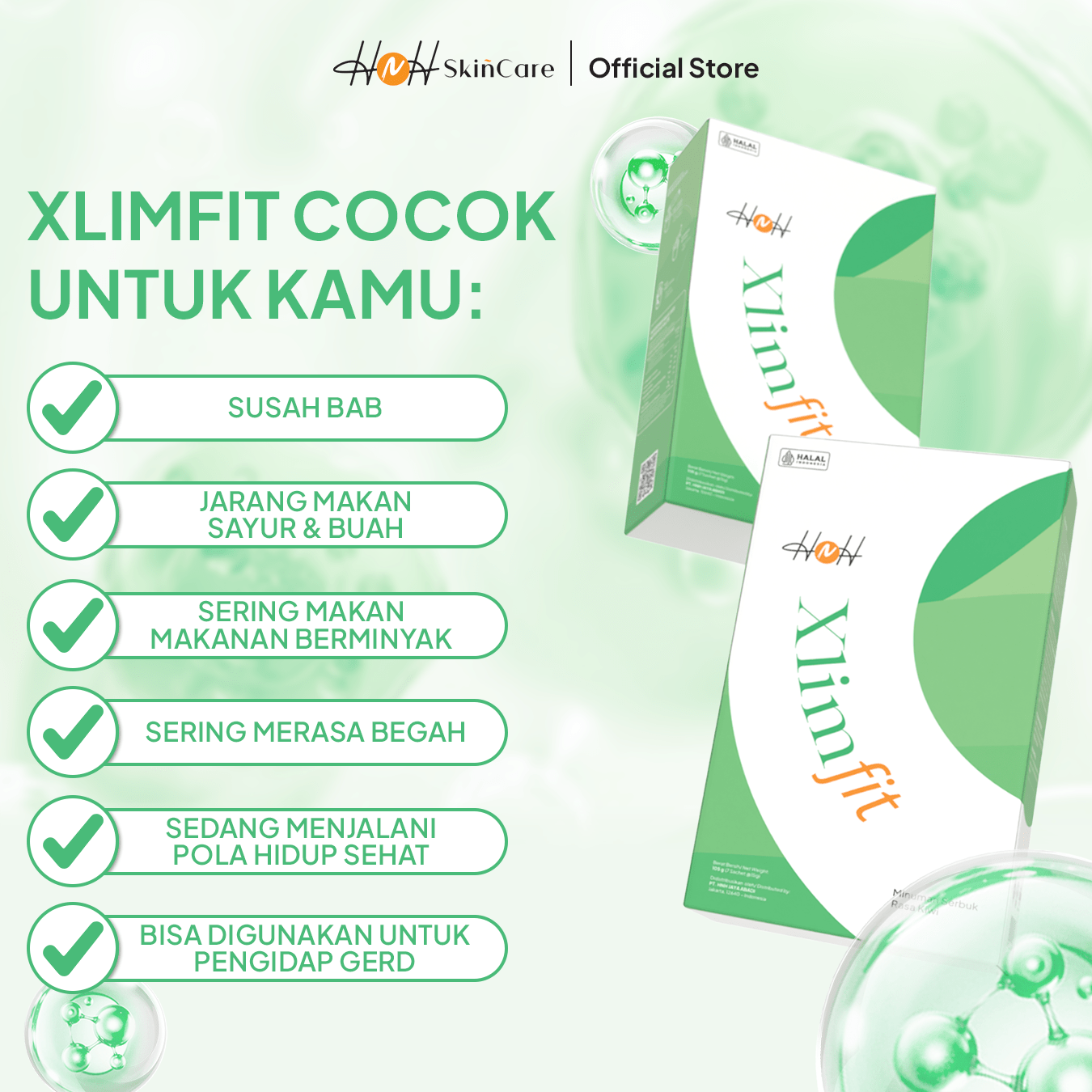HNH Xlimfit - Bundling 3 Minuman Fiber Rasa Kiwi - Fiber Drink untuk Pendamping Diet dan Pencernaan - hnhskincare
