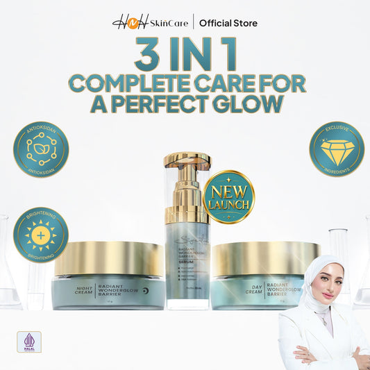 [NEW LAUNCH] Signature by Kamila Paket Radiant Wonderglow Barrier 3 in 1 ( Day Cream,Night Cream,Serum ( Paket Luminous Blue isi 3) - hnhskincare