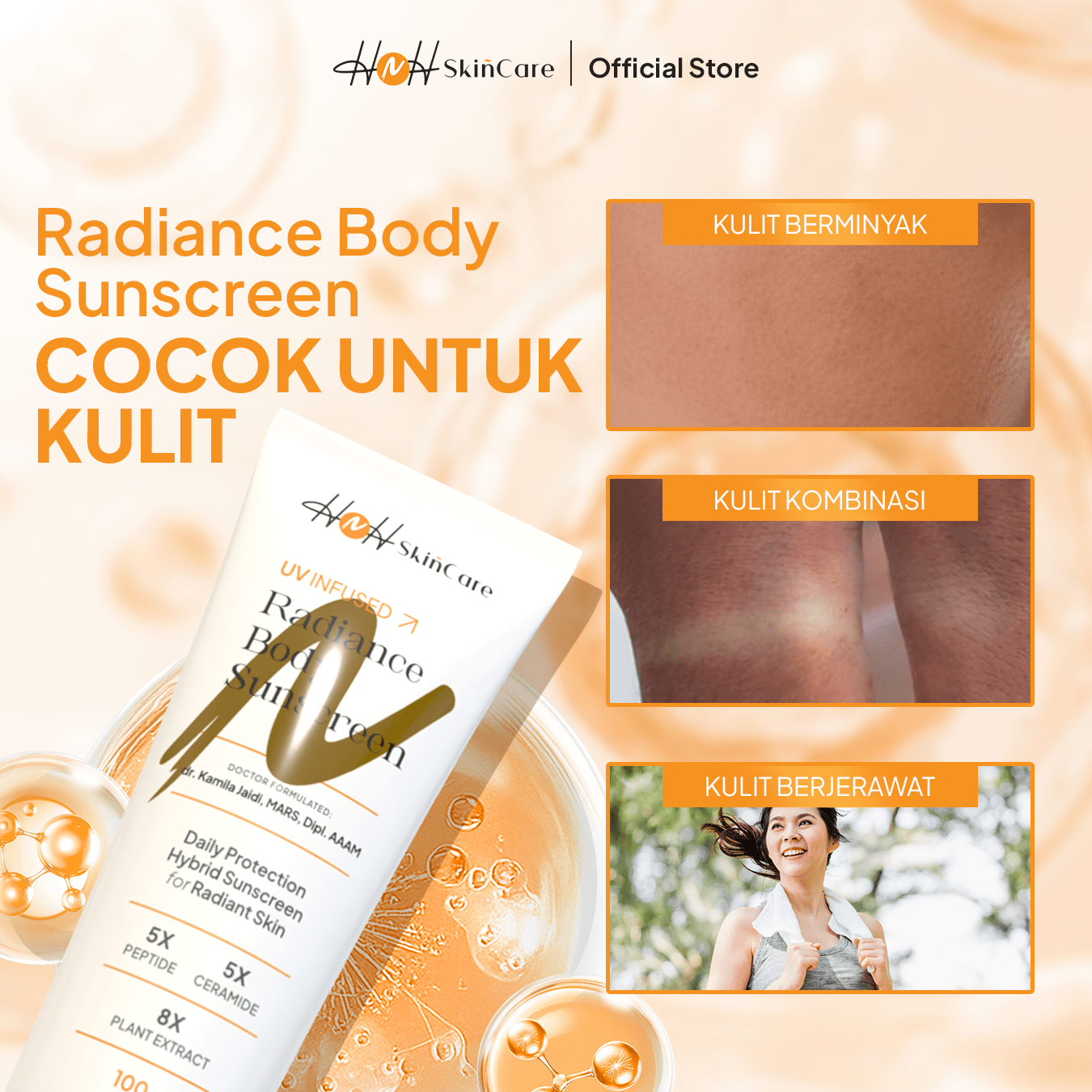 [NEW LAUNCHING] HNH Skincare | Radiance Body Sunscreen SPF 50 PA++++ | Sunblock Badan Mencerahkan Kulit - hnhskincare