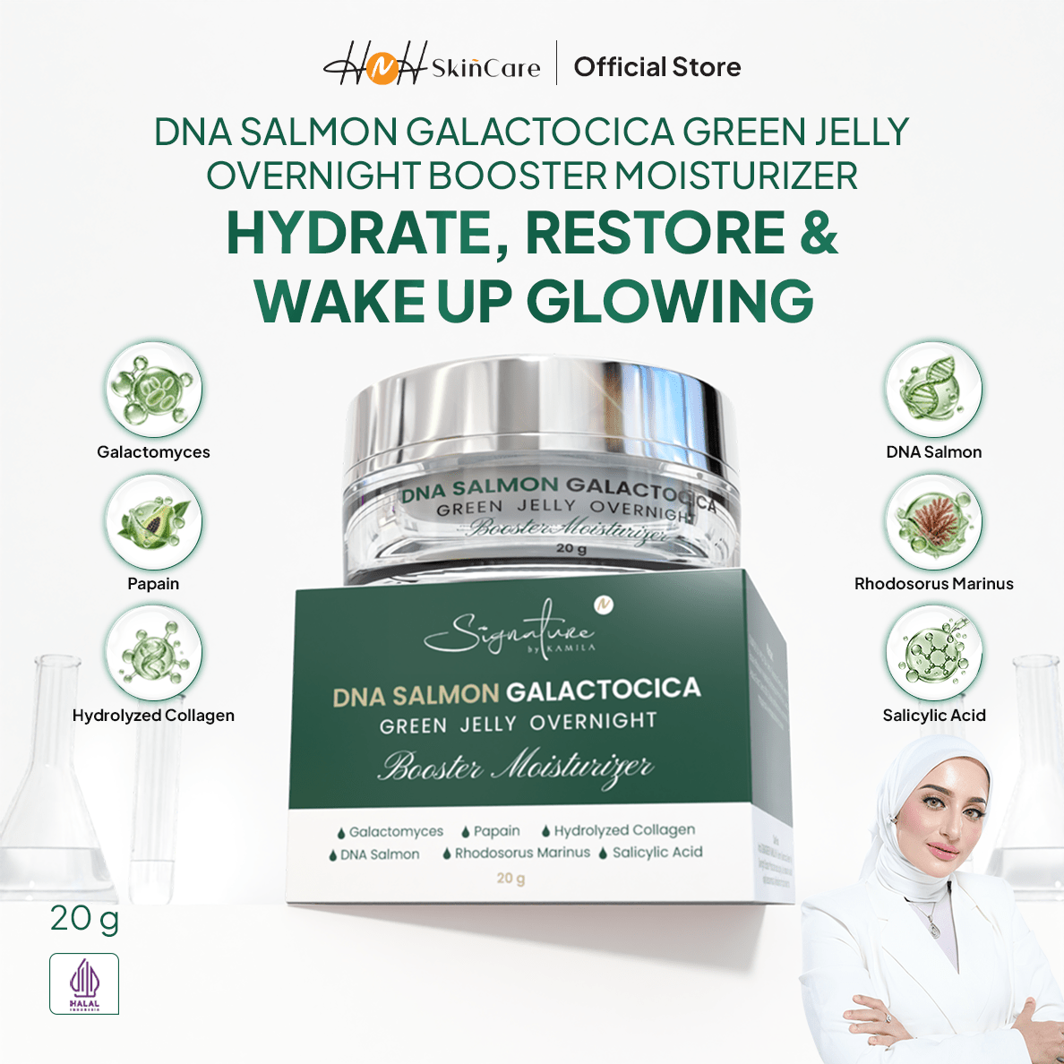 [PO] [NEW LAUNCH] Signature by Kamila - Bundling 2 DNA Salmon Galactocica Green Jelly Overnight Booster Moisturizer - hnhskincare