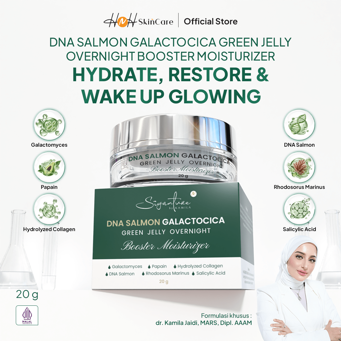 [PO] [NEW LAUNCH] Signature by Kamila - Bundling 2 DNA Salmon Galactocica Green Jelly Overnight Booster Moisturizer - hnhskincare