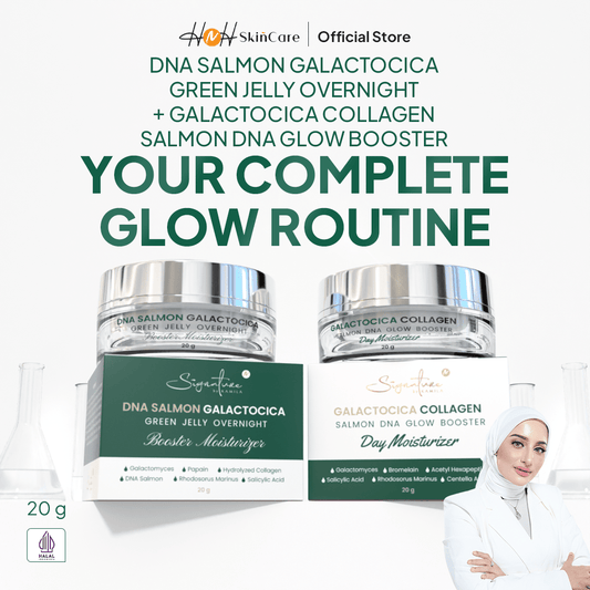 [PO] [NEW LAUNCH] Signature by Kamila - Bundling Galactocica Collagen Salmon DNA Glow Booster Day & DNA Salmon Galactocica Green Jelly Overnight Booster Moisturizer - hnhskincare