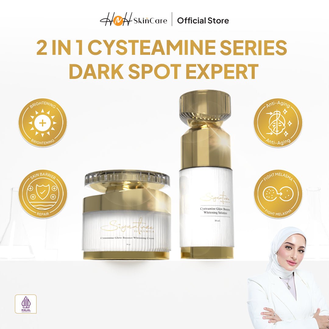 Signature by Kamila - Bundling Cysteamine Glow Booster Serum Solution & Cream Perawatan Pencerah Wajah untuk Menyamarkan Flek dan Mencerahkan - hnhskincare