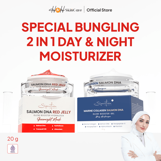 Signature by Kamila - Bundling Marine Collagen Day moisturizing Glow Booster Gel & DNA Salmon Red Jelly Signature by Kamila, Memperbaiki SKin Barrier dan Membantu Mencerahkan - hnhskincare