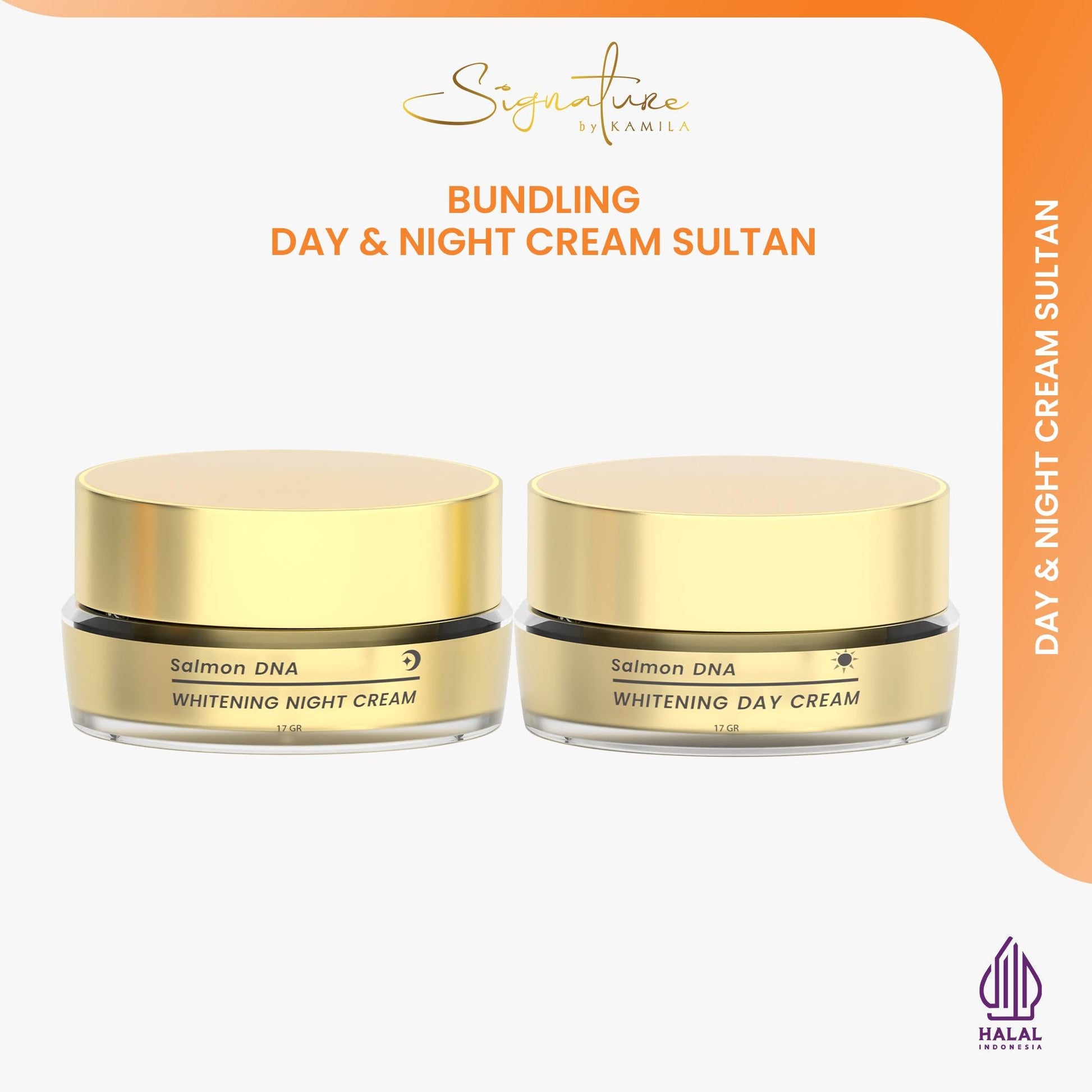 Signature by Kamila - Bundling Salmon DNA Whitening Day Cream & Salmon DNA Whitening Night Cream / Krim Pagi & Malam Membantu Mencerahkan - hnhskincare
