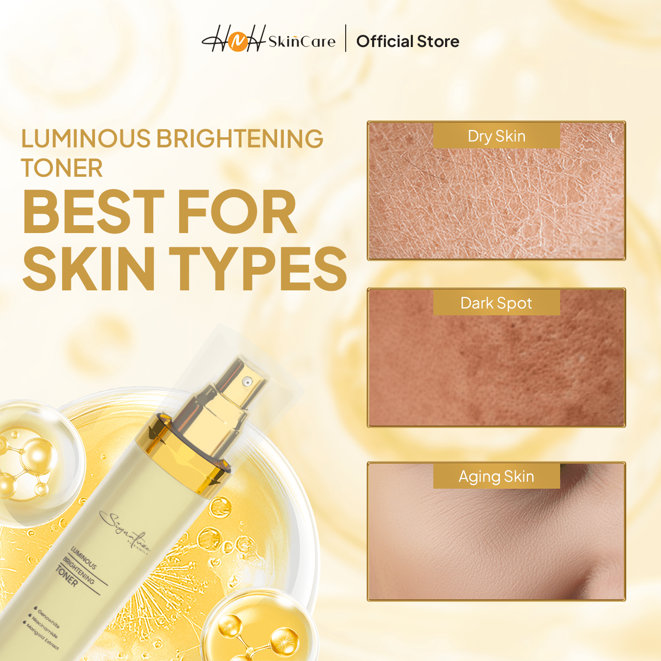 Signature by Kamila - Luminous Brightening Toner - Hydrating Toner Essence - Toner Wajah Mencerahkan - hnhskincare