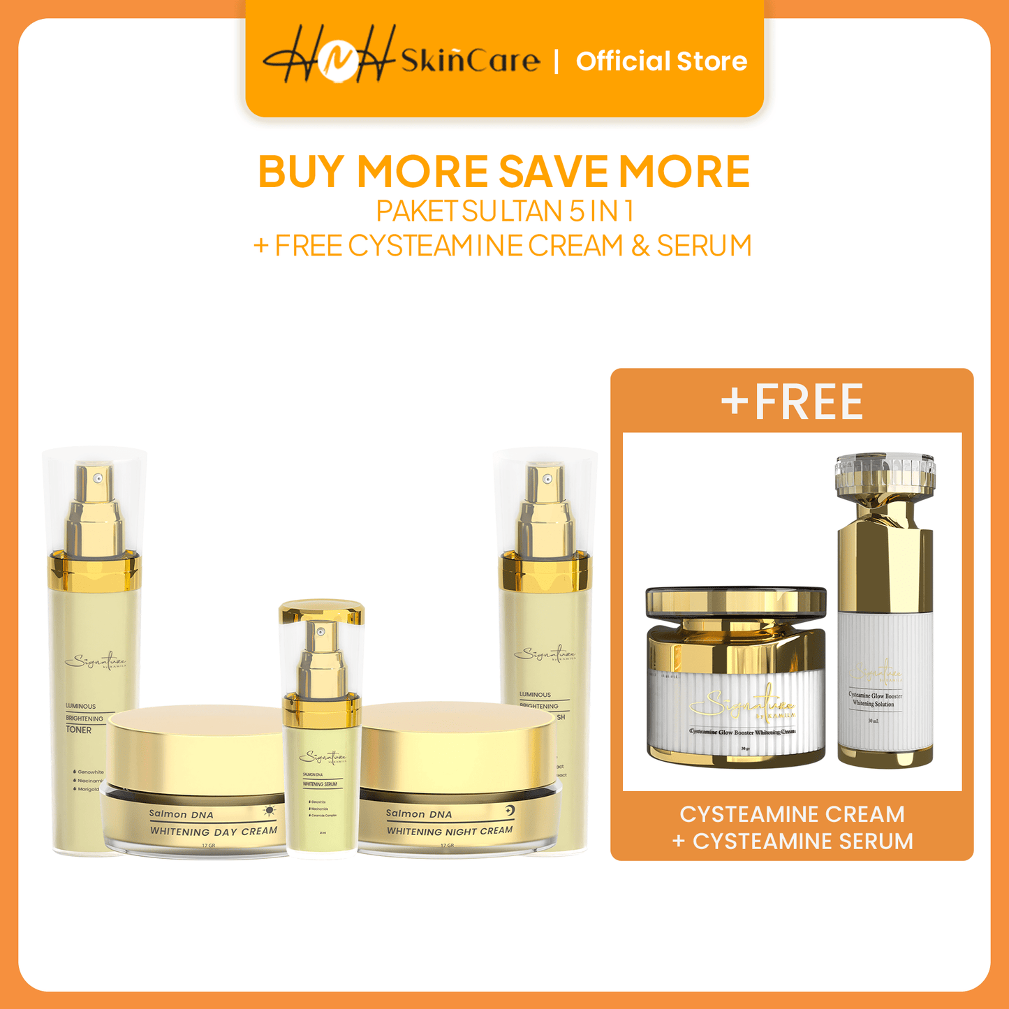Signature by Kamila Luminous Package Brightening 5 in 1 Free Bundling Cysteamine Serum & Cysteamine Cream - hnhskincare