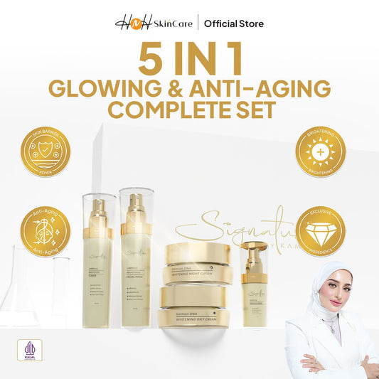 Signature by Kamila Paket Luminous Brightening 5 in 1 (Facial Wash, Toner, Day Cream, Night Cream, Serum Brightening) krim mencerahkan - hnhskincare