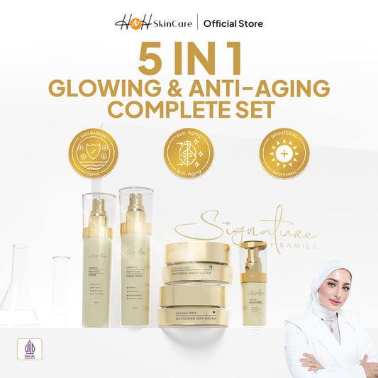 Signature by Kamila Paket Luminous Brightening 5 in 1 (Facial Wash, Toner, Day Cream, Night Cream, Serum Whitening) - hnhskincare