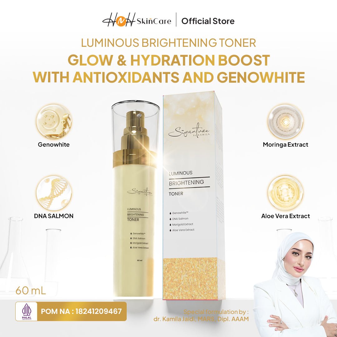 Signature by Kamila Paket Luminous Brightening 5 in 1 (Facial Wash, Toner, Day Cream, Night Cream, Serum Whitening) - hnhskincare